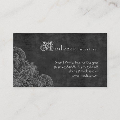 Antique Scroll Business Card Interior Design Gray