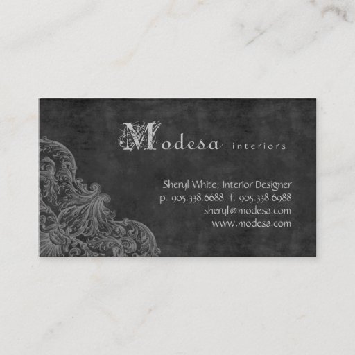 Customizable Antique Scroll Business Card Interior Design Gray