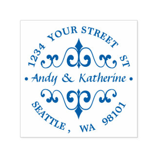 Antique Scroll Return Address Round Self-inking Stamp