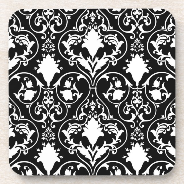 Antique scroll wallpaper drink coaster (Front)