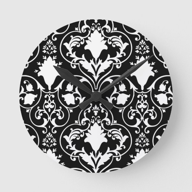 Antique scroll wallpaper round clock (Front)