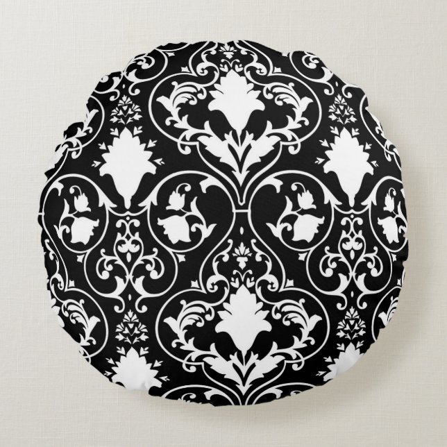 Antique scroll wallpaper round pillow (Front)