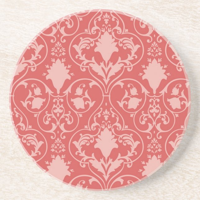 Antique scroll wallpaper sandstone coaster (Front)