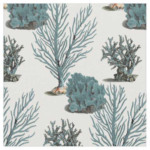 Antique Sea Coral Illustration Fabric