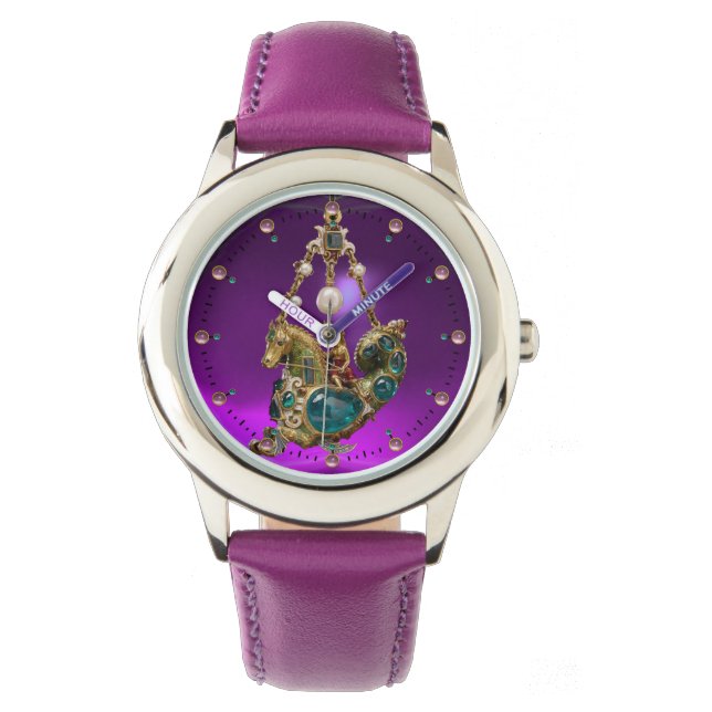 ANTIQUE SEA HORSE JEWEL GEMSTONES AND PEARLS WATCH (Front)