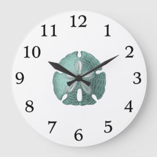 Antique Sea Sand Dollar Illustration Large Clock