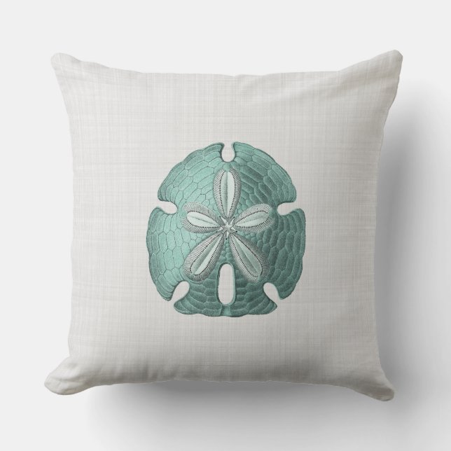Antique Sea Sand Dollar Illustration Throw Pillow (Front)