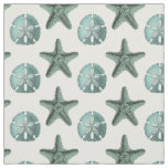 Antique Sea Star and Sand Dollar Illustration Fabric