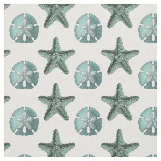 Antique Sea Star and Sand Dollar Illustration Fabric