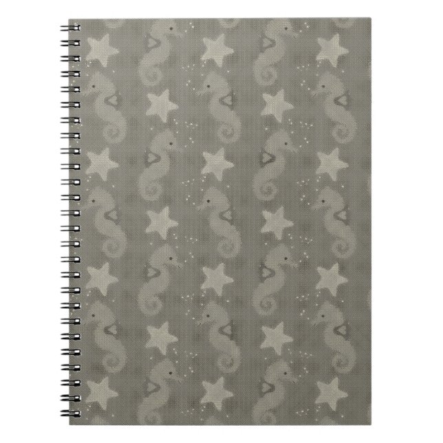 Antique Seahorse And Starfish Pattern Notebook (Front)