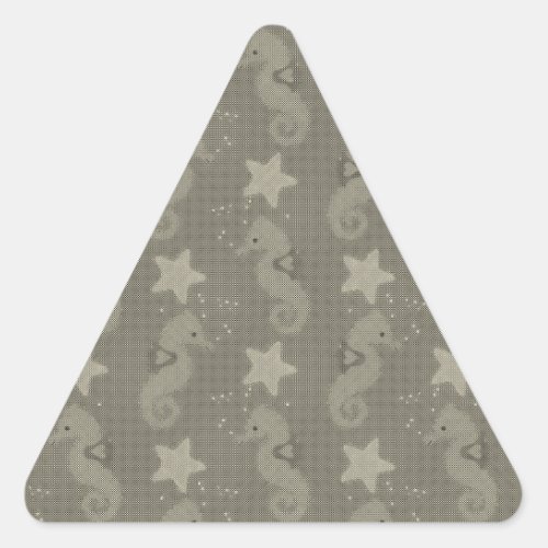 Antique Seahorse And Starfish Pattern Triangle Sticker