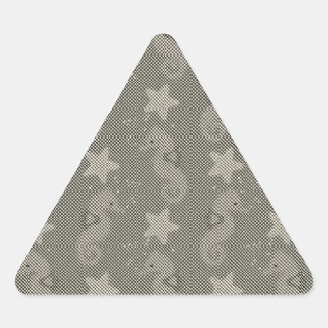 Antique Seahorse And Starfish Pattern Triangle Sticker (Front)