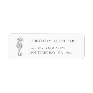 Antique Seahorse Gray Coastal Return Address Label