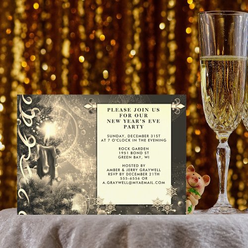 Antique Seasonal New Years Eve Party Invitation