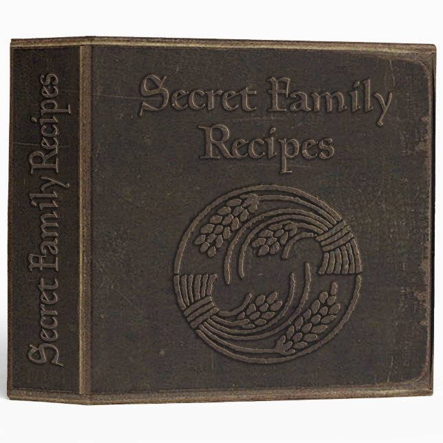 Antique Secret Family Recipes 3 Ring Binder (Front/Spine)