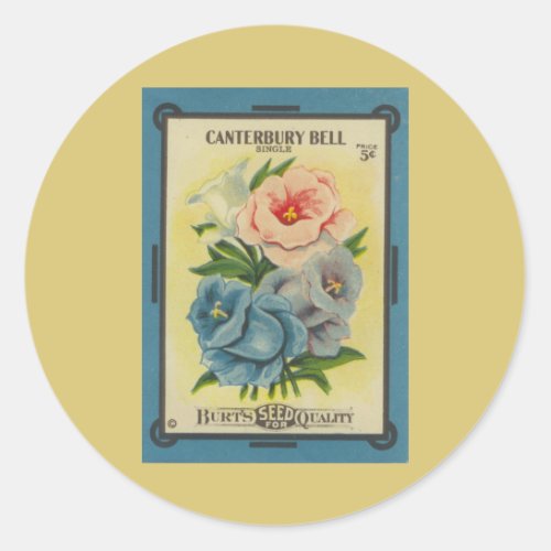 Antique Seed Packet Canterbury Bells Classic Round Sticker