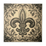 Antique Sepia Fleur de Lis Distressed Ceramic Tile<br><div class="desc">Add a touch of rustic elegance to your living space with this Antique Sepia Fleur de Lis Distressed Ceramic Decorative Tile. The design showcases a classic fleur de lis pattern in a warm sepia tone, exuding vintage charm and timeless appeal. The intentionally distressed, faded, and rustic effects in the design...</div>