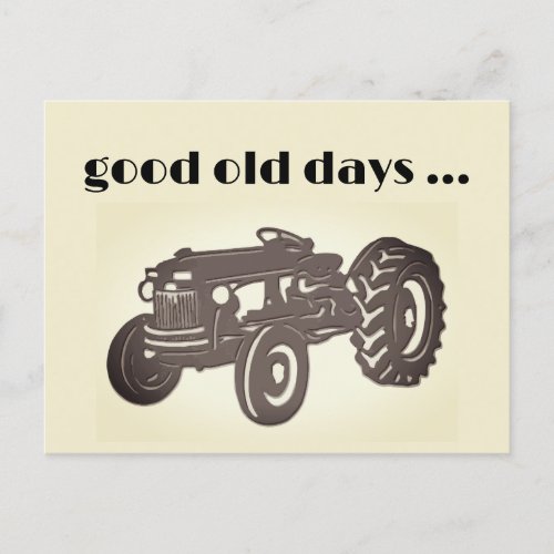 Antique Sepia  Good Old Days  Tractor Postcard