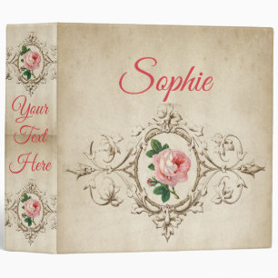 Antique Sepia Print Style with Rose 3 Ring Binder