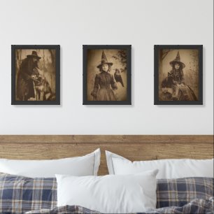Antique Sepia Print Witches Series 2 Wall Art Sets