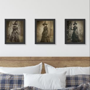 Antique Sepia Print Witches Wall Art Sets