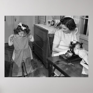 Antique Sewing Machine: 1940s Poster