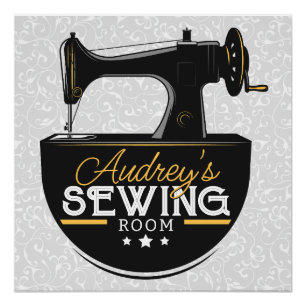 Antique Sewing Machine ADD NAME Seamstress Poster