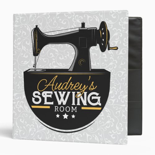 Antique Sewing Machine ADD NAME Seamstress Tailor  3 Ring Binder