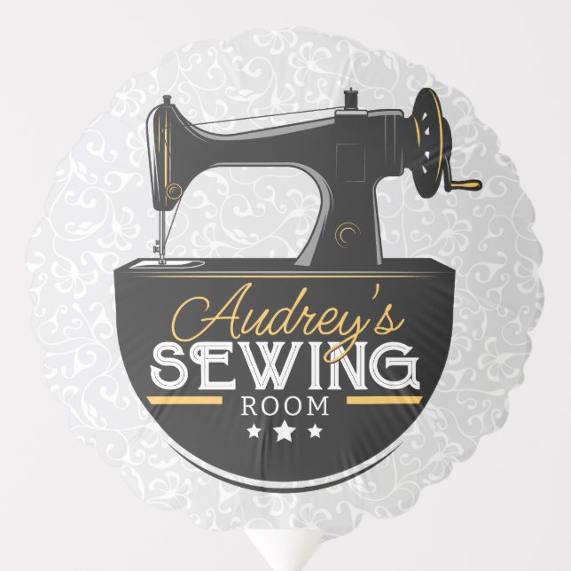 Antique Sewing Machine ADD NAME Seamstress Tailor  Balloon (Front)