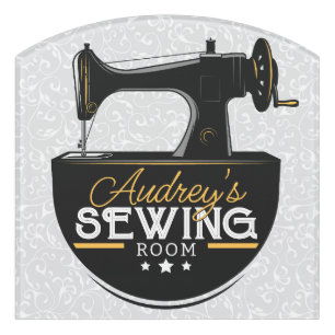 Antique Sewing Machine ADD NAME Seamstress Tailor Door Sign