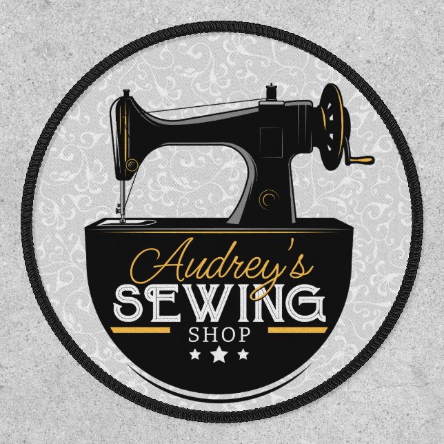 Antique Sewing Machine ADD NAME Seamstress Tailor  Patch (Front)