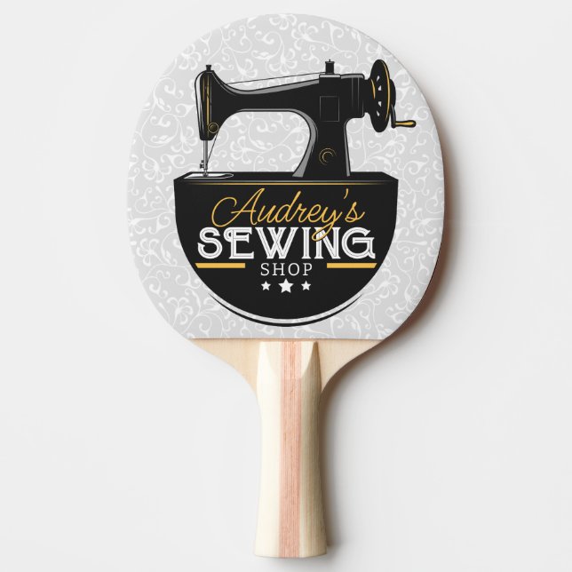 Antique Sewing Machine ADD NAME Seamstress Tailor  Ping Pong Paddle (Front)