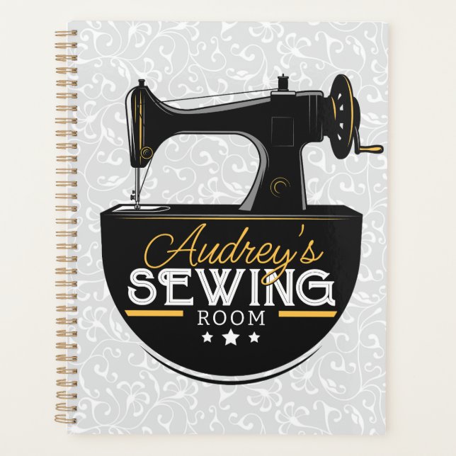Antique Sewing Machine ADD NAME Seamstress Tailor Planner (Front)