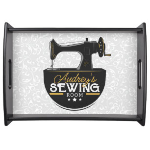 Antique Sewing Machine ADD NAME Seamstress Tailor Serving Tray