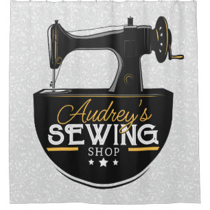 Antique Sewing Machine ADD NAME Seamstress Tailor Shower Curtain