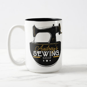 Antique Sewing Machine ADD NAME Seamstress Tailor Two-Tone Coffee Mug
