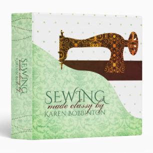 Antique sewing machine damask crafts binder