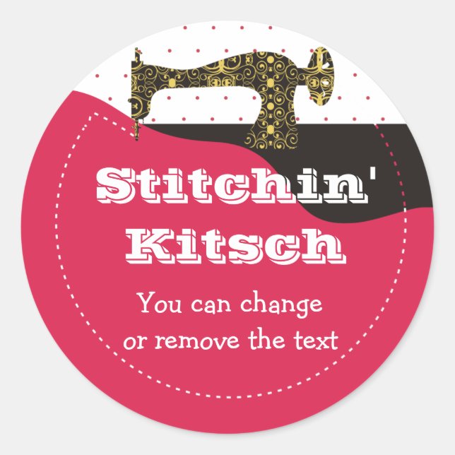 antique sewing machine fabric stitching gift pa... classic round sticker (Front)
