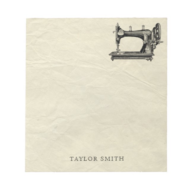 Antique sewing machine with name notepad (Front)