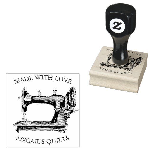 Antique sewing machine with name rubber stamp (Stamped)