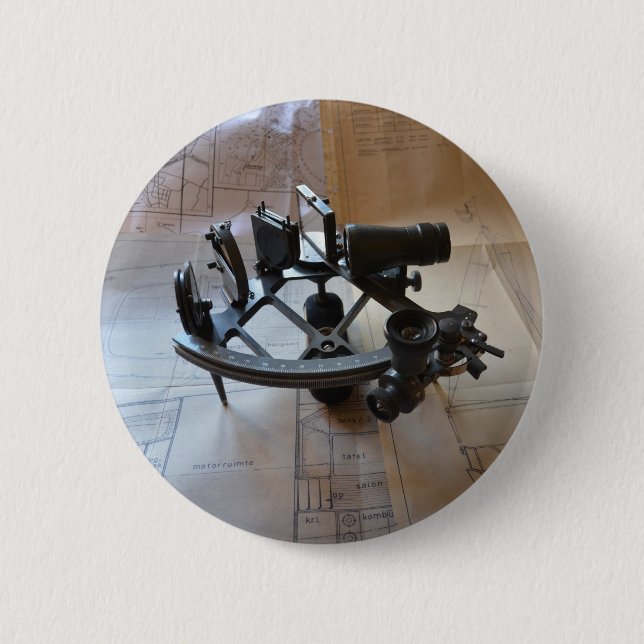 Antique Sextant Pinback Button (Front)