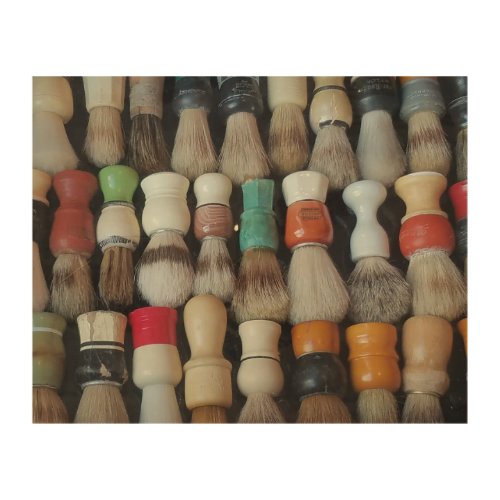 Antique Shaving Brushes on Wood Wood Wall Art