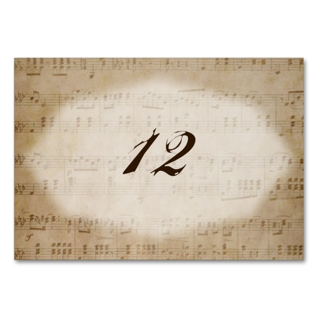 Antique Sheet Music 2 Table Number Placecards (Front)