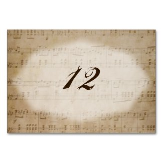 Antique Sheet Music 2 Table Number Placecards Table Card