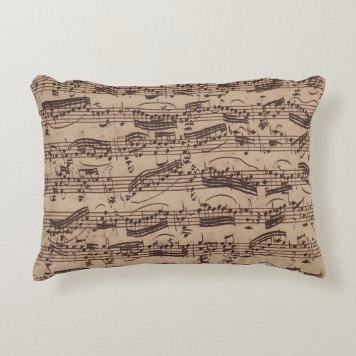 Antique Sheet Music Bach Manuscript Accent Pillow