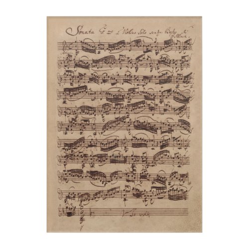 Antique Sheet Music Bach Manuscript Acrylic Print