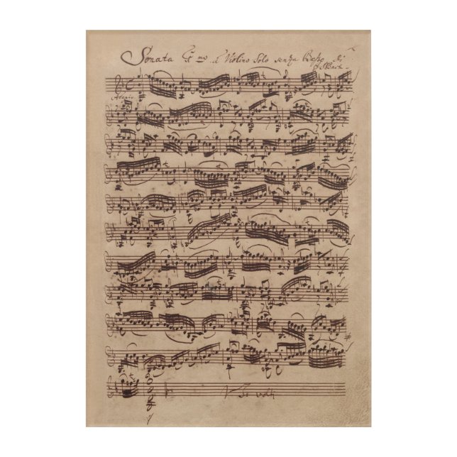 Antique Sheet Music Bach Manuscript Acrylic Print (Front)