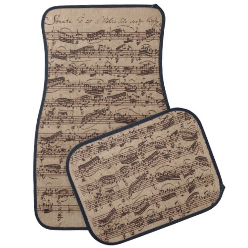 Antique Sheet Music Bach Manuscript Car Floor Mat