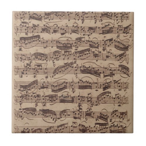 Antique Sheet Music Bach Manuscript Ceramic Tile