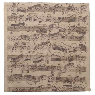 Antique Sheet Music Bach Manuscript Cloth Napkin